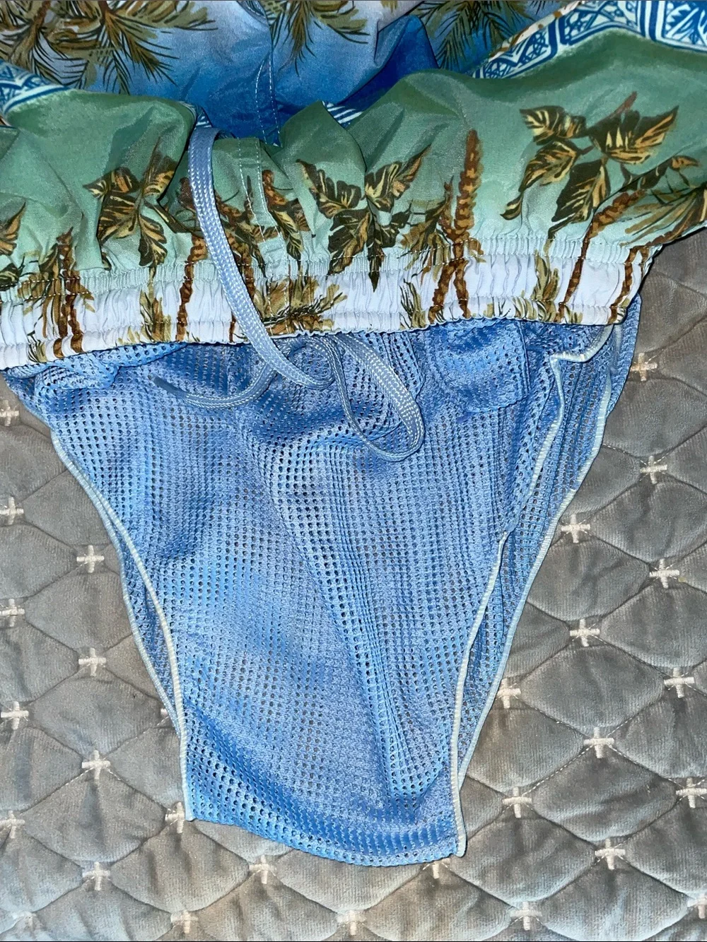 Speedo Men’s Dsize S Tropical Palm Swim Shorts - Green/Blue